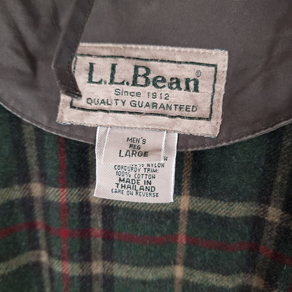 Vintage LL Bean Jacket Mens L Large Green Barn Field Coat Wool Liner Wax Canvas
