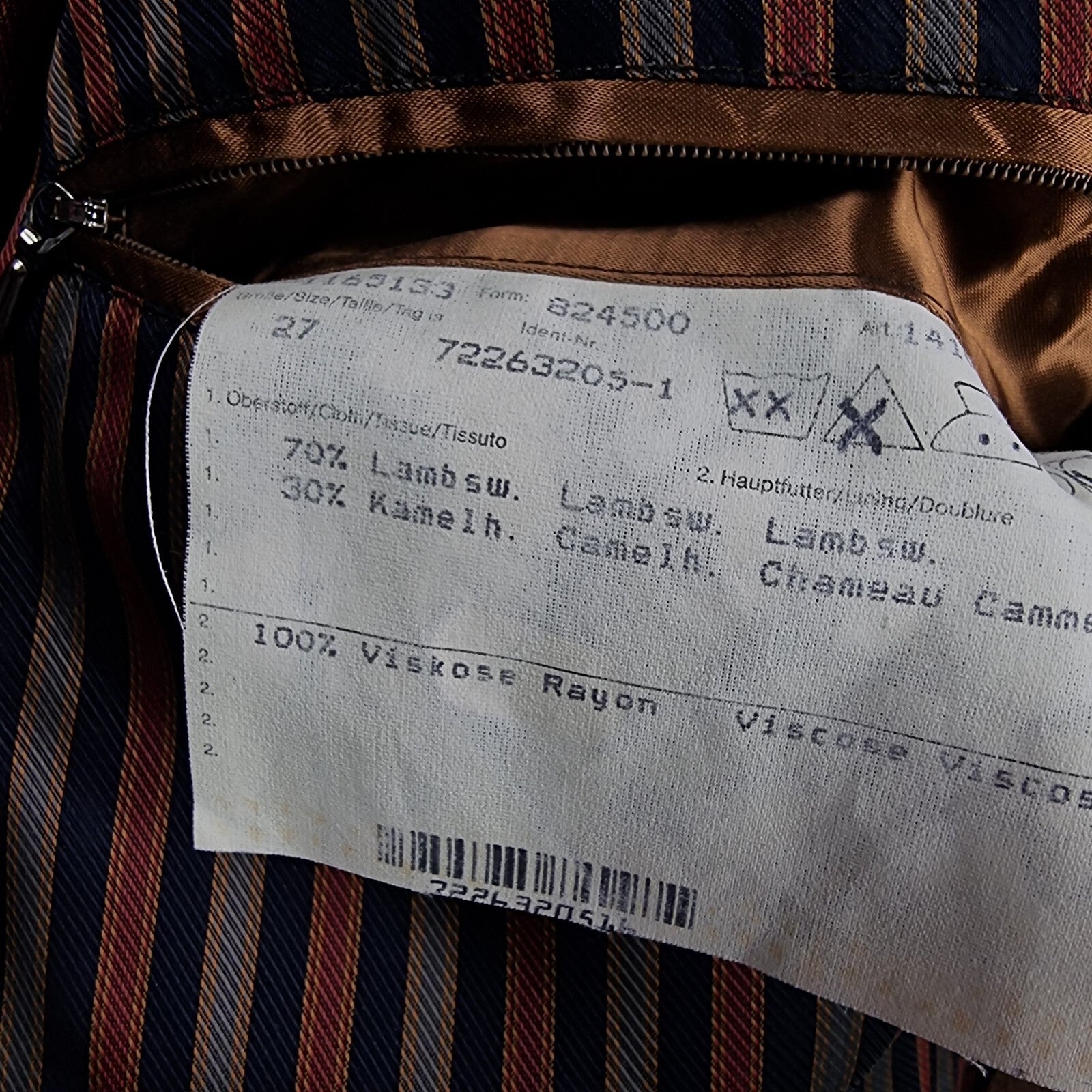 BUGATTI Coat Mens 2XL 27 Camel Calw Lambswool 30% Camelhair Long Overcoat