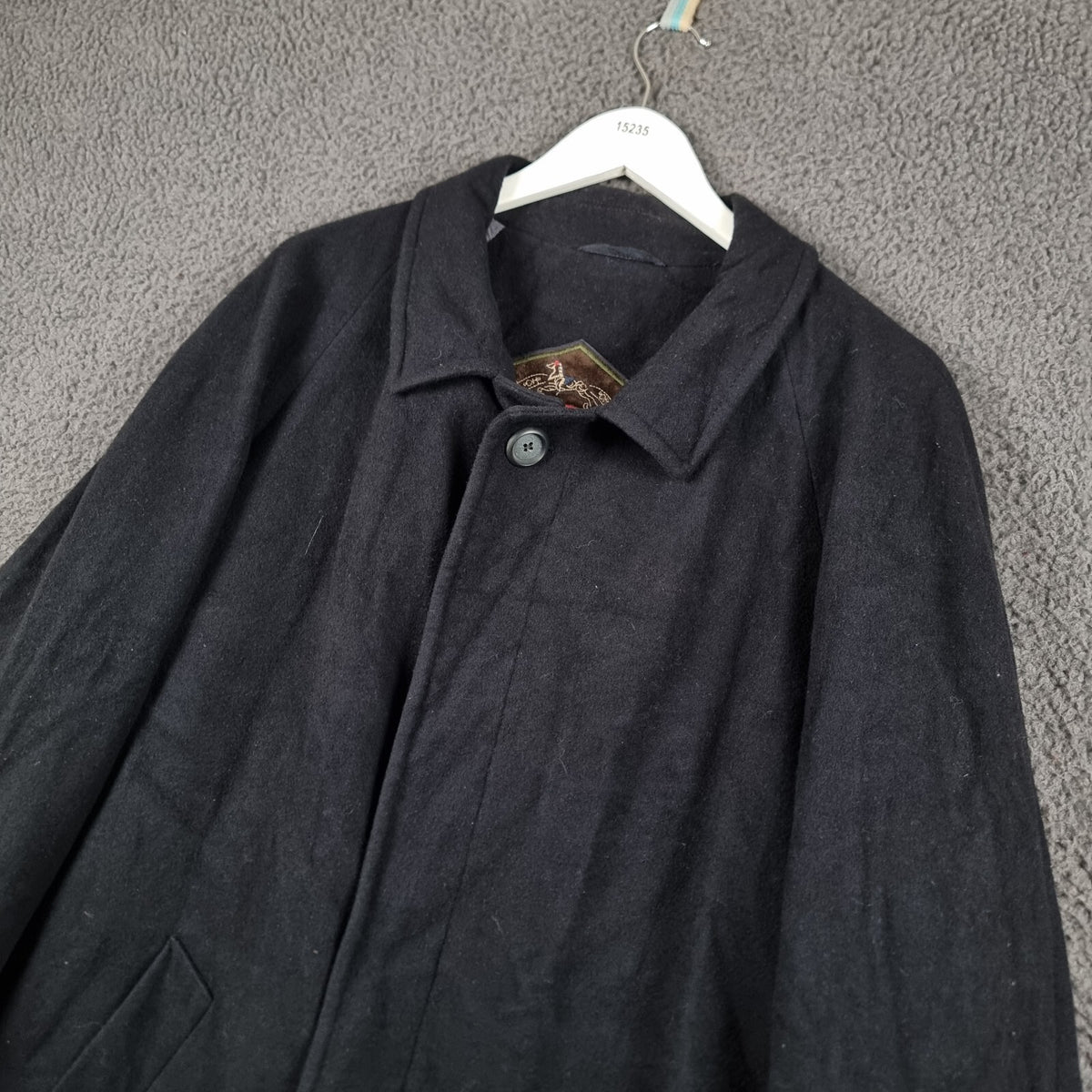 Vintage DANIEL HECHTER Coat Mens 2XL 50 Navy Blue Wool Cashmere Overcoat 80s 90s