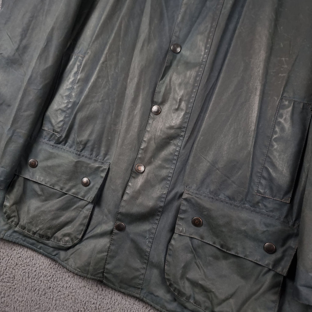 Vintage BARBOUR Beaufort Jacket Mens C48 2XL Navy Wax Waxed Field Coat A155 90s