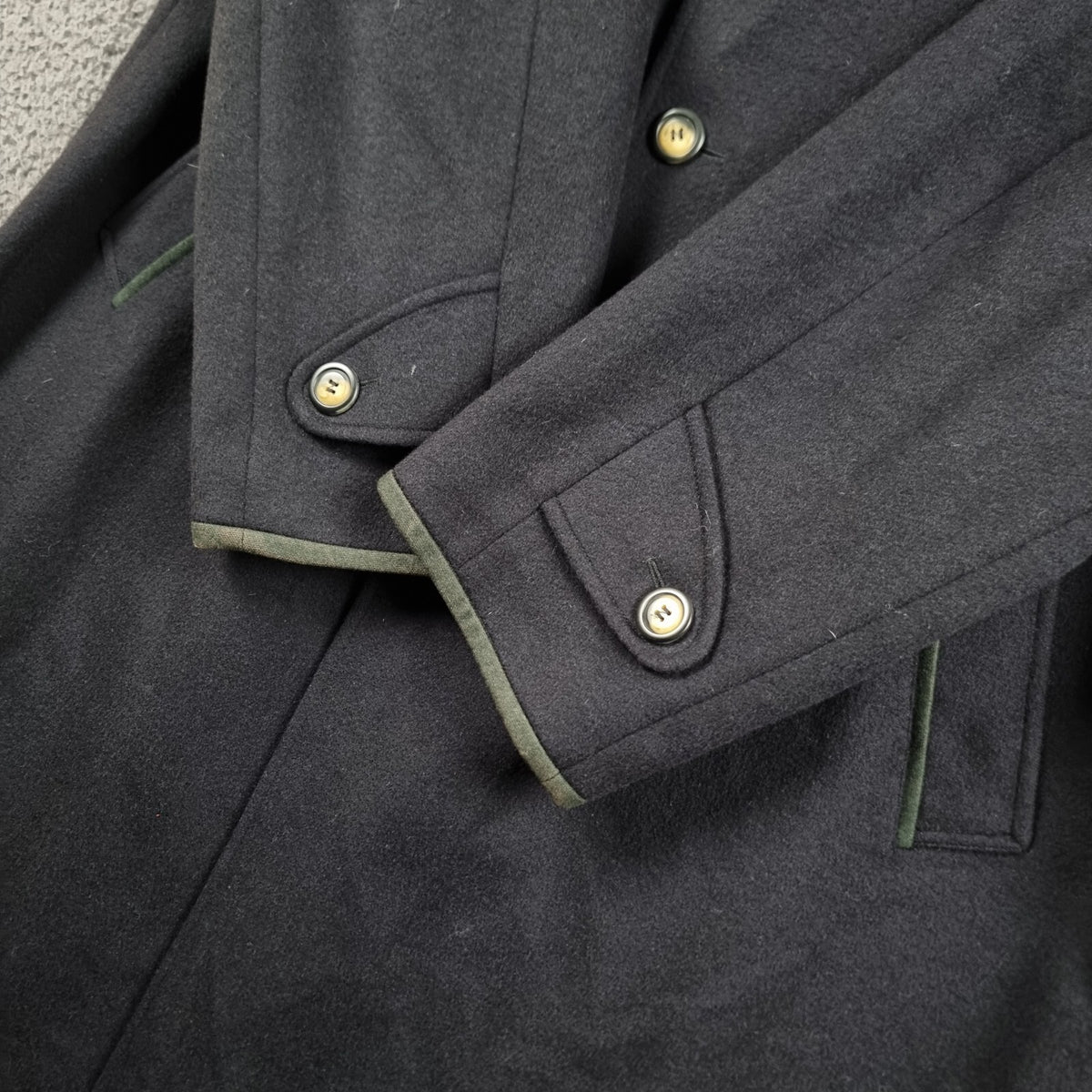 BUGATTI Coat Mens 2XL 56 Navy Blue Pischl Alpine Loden Wool Long Trench Overcoat
