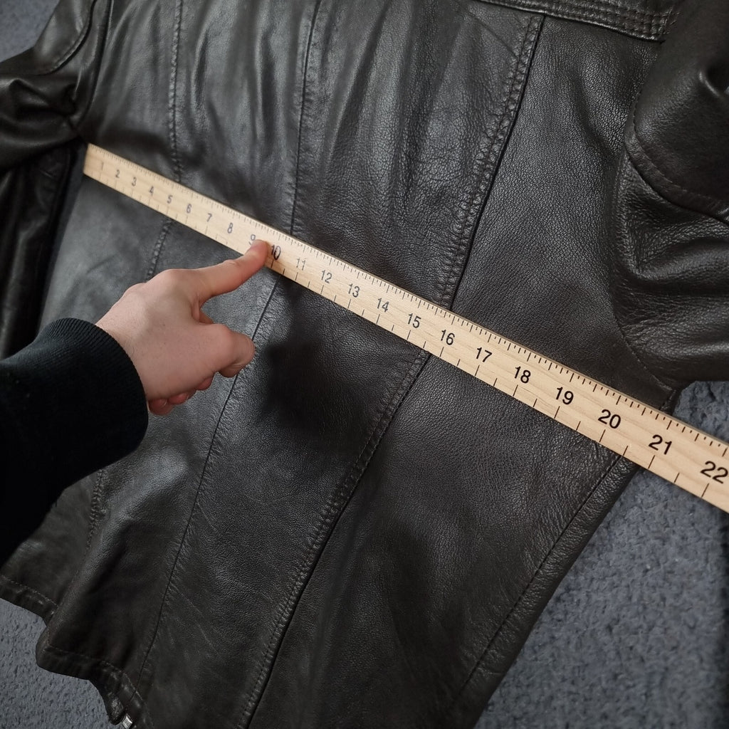 Superdry Leather Jacket Mens L Large Brown Hero Benjamin Biker Bomber Motorcycle