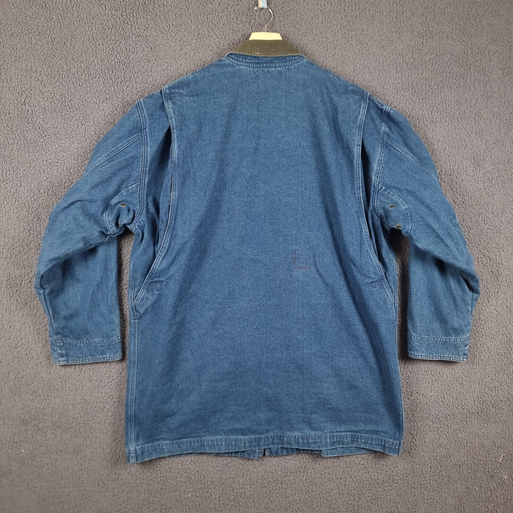 Vintage LL Bean Barn Coat Jacket Mens XL Tall Blue Field Denim Wool Liner 90s