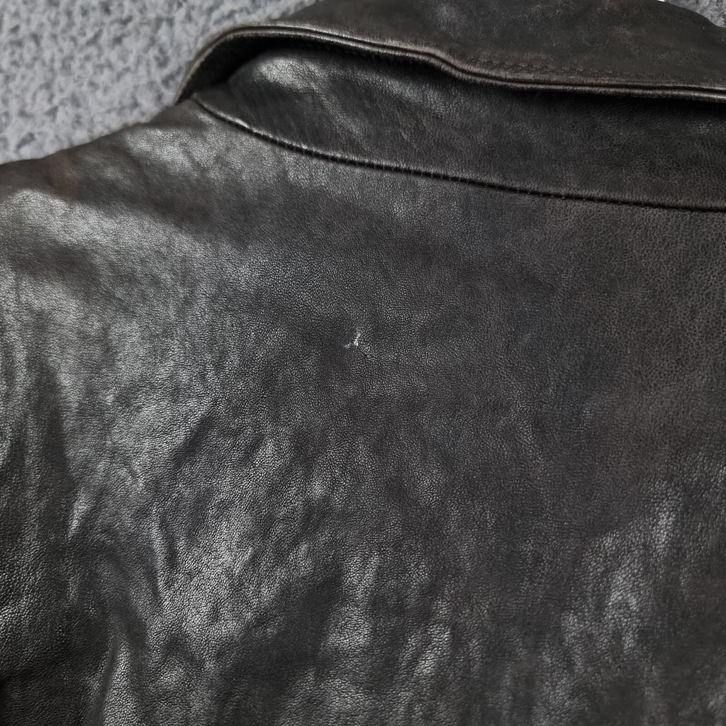 DIESEL Leather Jacket Men S Small Brown BLACK GOLD Biker Moto Collared LOXETT