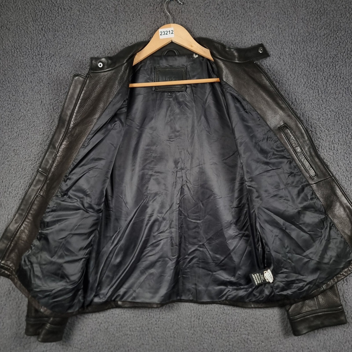 UGG Orlando Leather Jacket Mens L Large Black Racer Biker Bomber Collared Zip