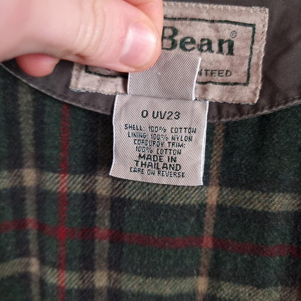 Vintage LL Bean Jacket Mens L Large Green Barn Field Coat Wool Liner Wax Canvas