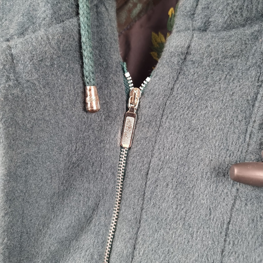 SPORTMAX MAX MARA Duffle Coat Women UK 14 Green Mohair Wool Blend Long Oversized