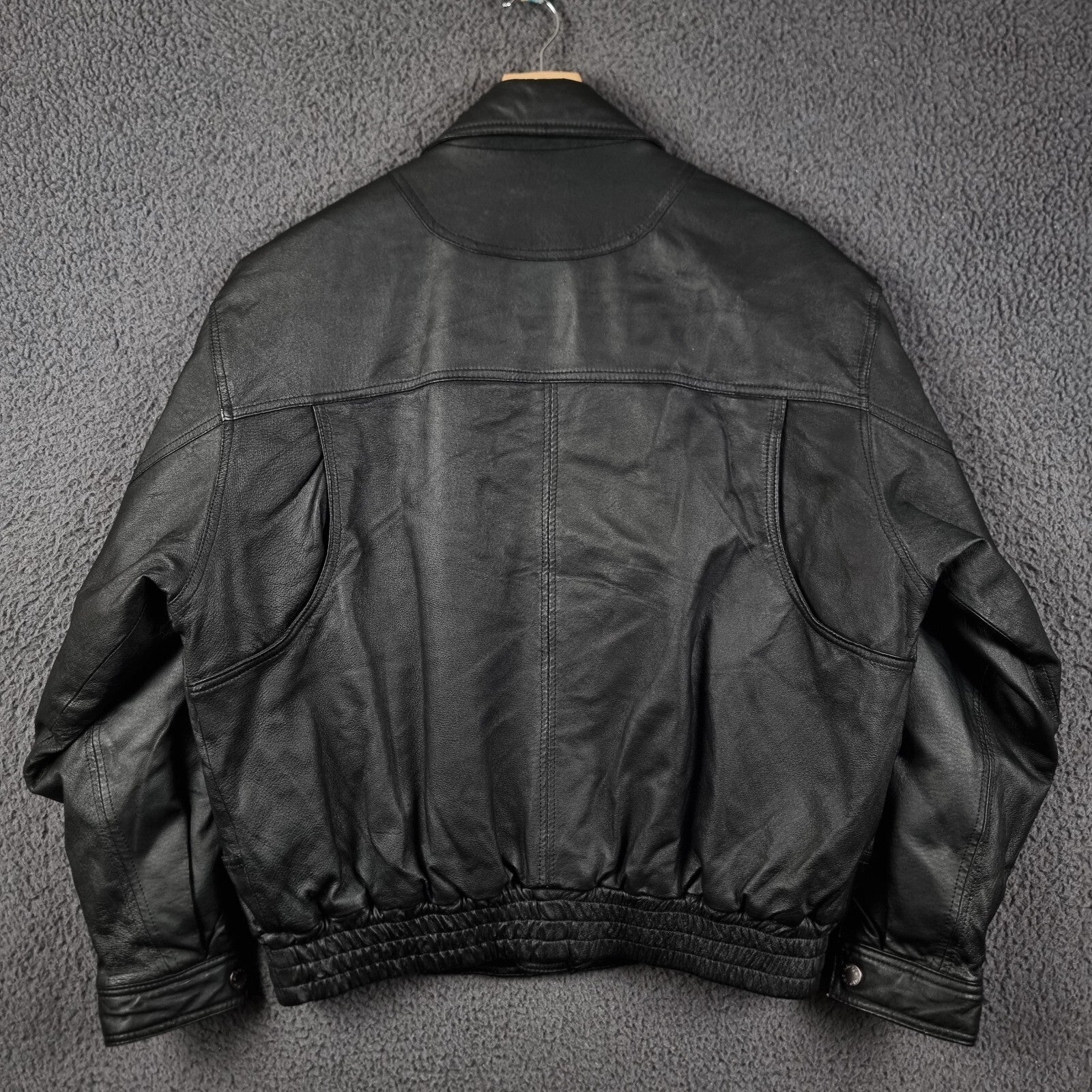 Vintage PIERRE CARDIN Leather Jacket Mens M Medium Black Bomber Relaxed Fit 90s