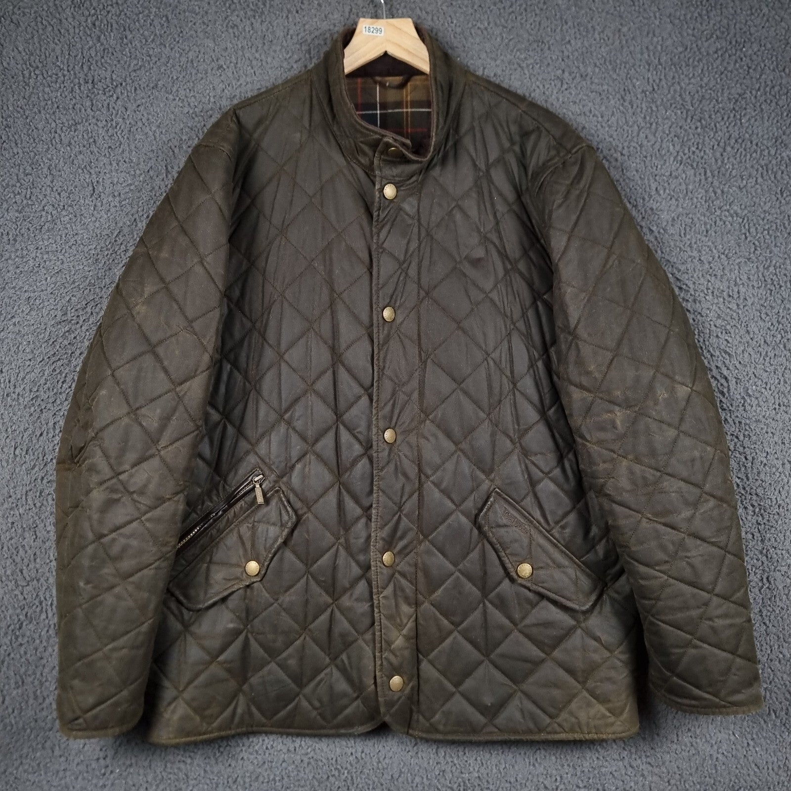 BARBOUR Jacket Mens XL Olive Wax Chelsea Sportsquilt Waxed Quilted
