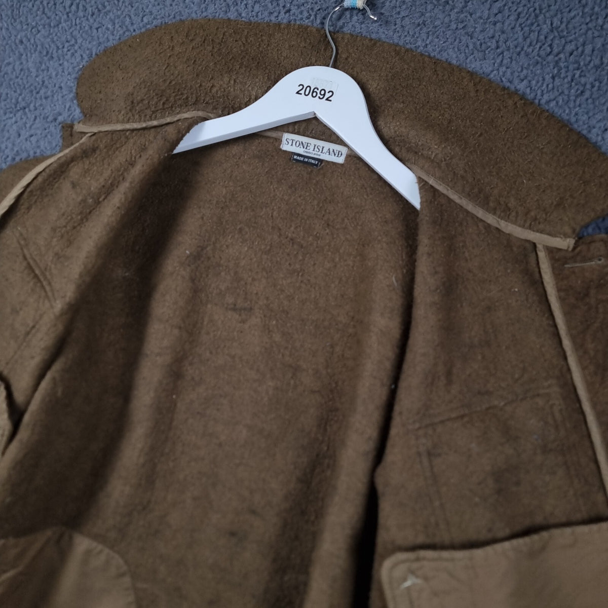 Vintage STONE ISLAND Jacket Mens XL Brown Felt Field Coat Made In Italy F/W 2005