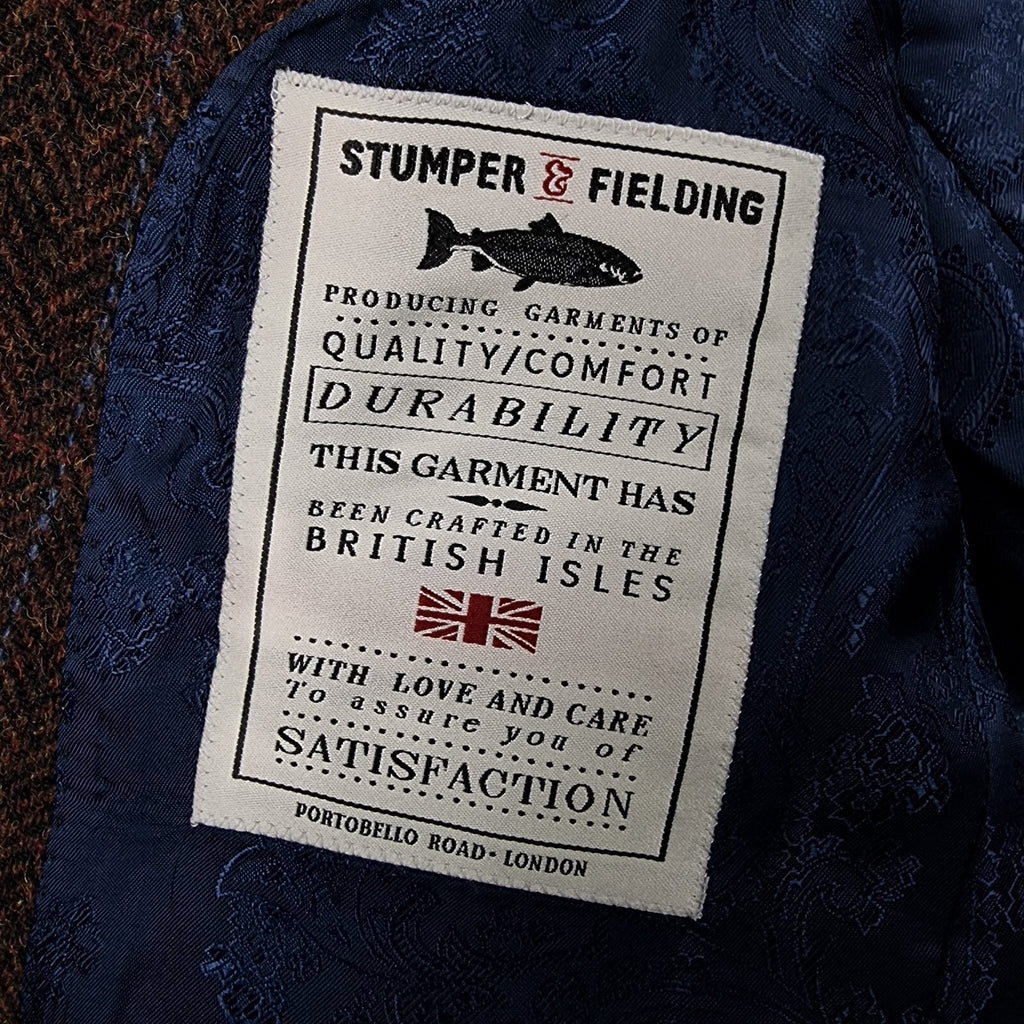 STUMPER & FIELDING Blazer Jacket Mens 42R Check Tweed 100% Wool Hacking Sporting