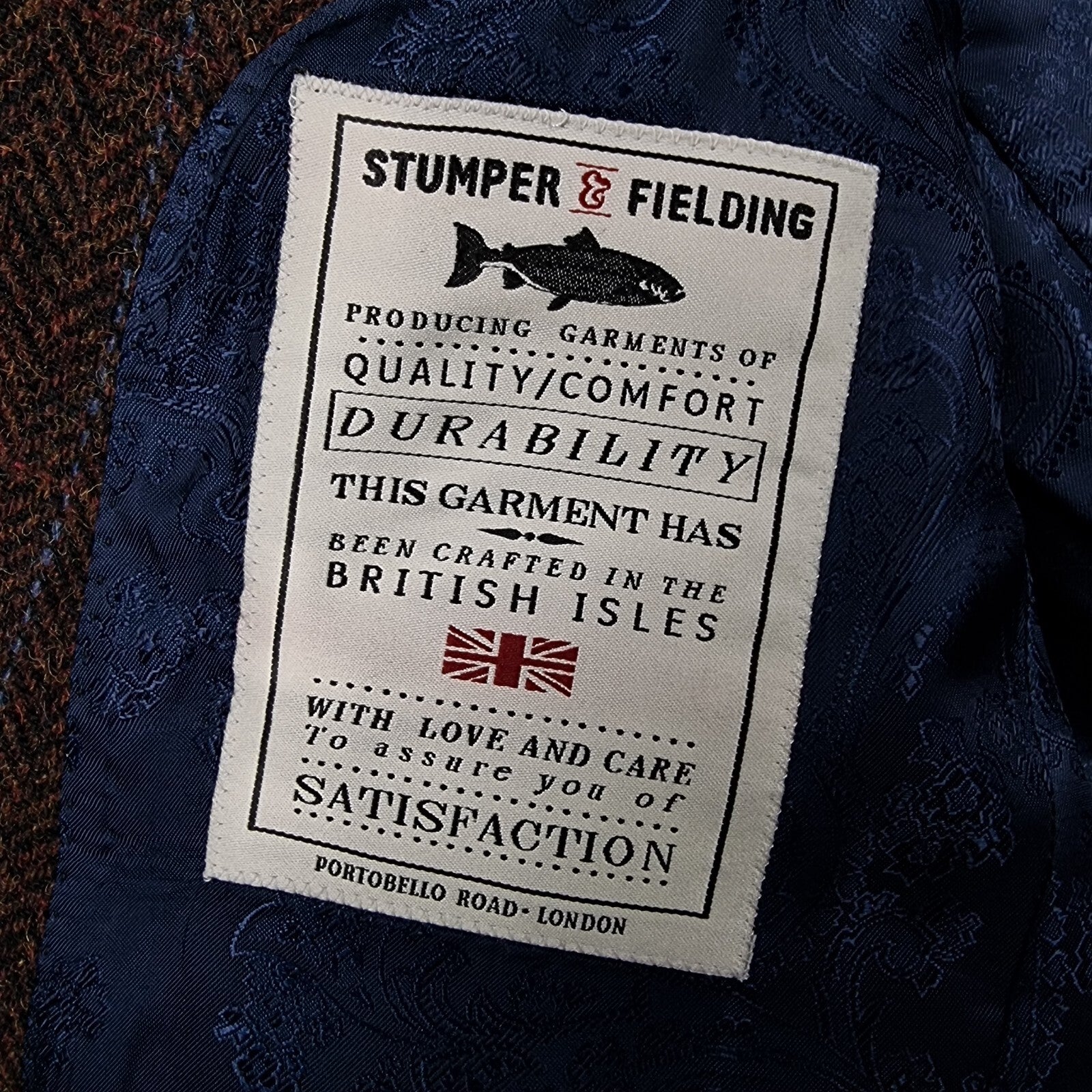 STUMPER & FIELDING Blazer Jacket Mens 42R Check Tweed 100% Wool Hacking Sporting