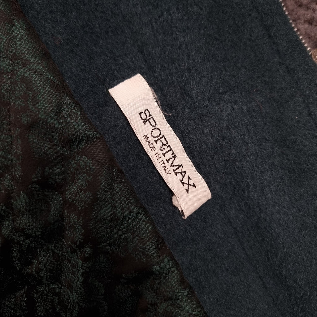 SPORTMAX MAX MARA Duffle Coat Women UK 14 Green Mohair Wool Blend Long Oversized