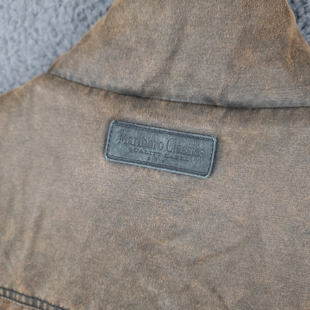 MARLBORO CLASSICS Jacket Mens 3XL Brown Wax Waxed Ranch Field Coat Utility Lined