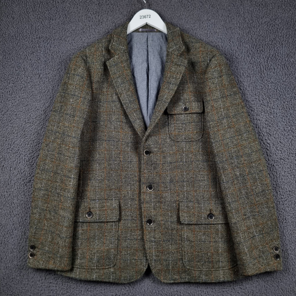 JOHN LEWIS HARRIS TWEED Jacket Mens 2XL Green Check Hunting Norfolk Blazer Wool