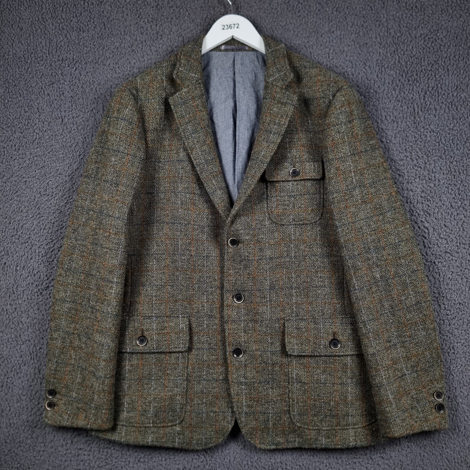 JOHN LEWIS HARRIS TWEED Jacket Mens 2XL Green Check Hunting Norfolk Blazer Wool
