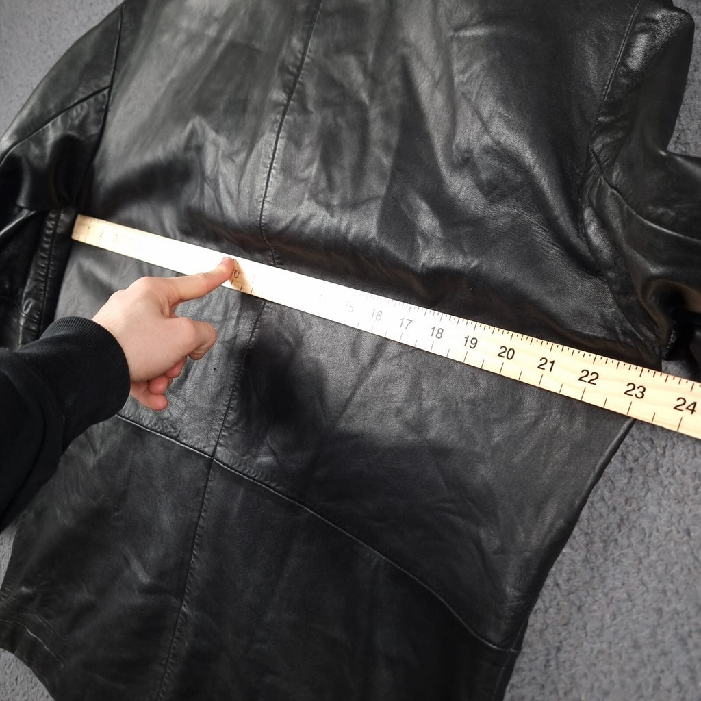 Vintage HUGO BOSS Leather Jacket Mens L Large 40 Black Soft Lambskin Nappa 90s