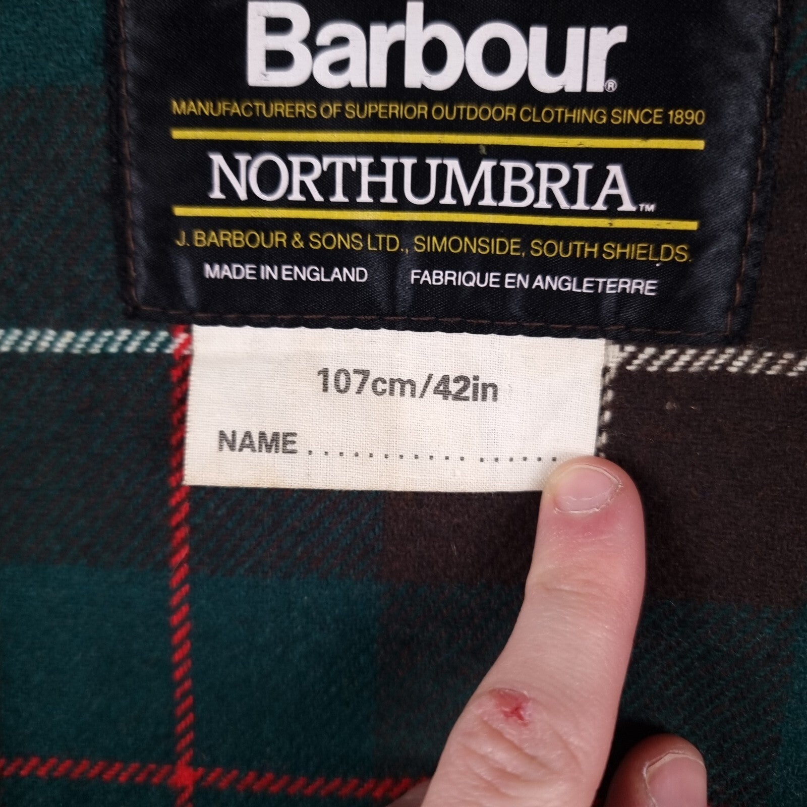 Vintage BARBOUR Northumbria Jacket Mens L C42 A400 Sage Wax Waxed Coat 80s 1987