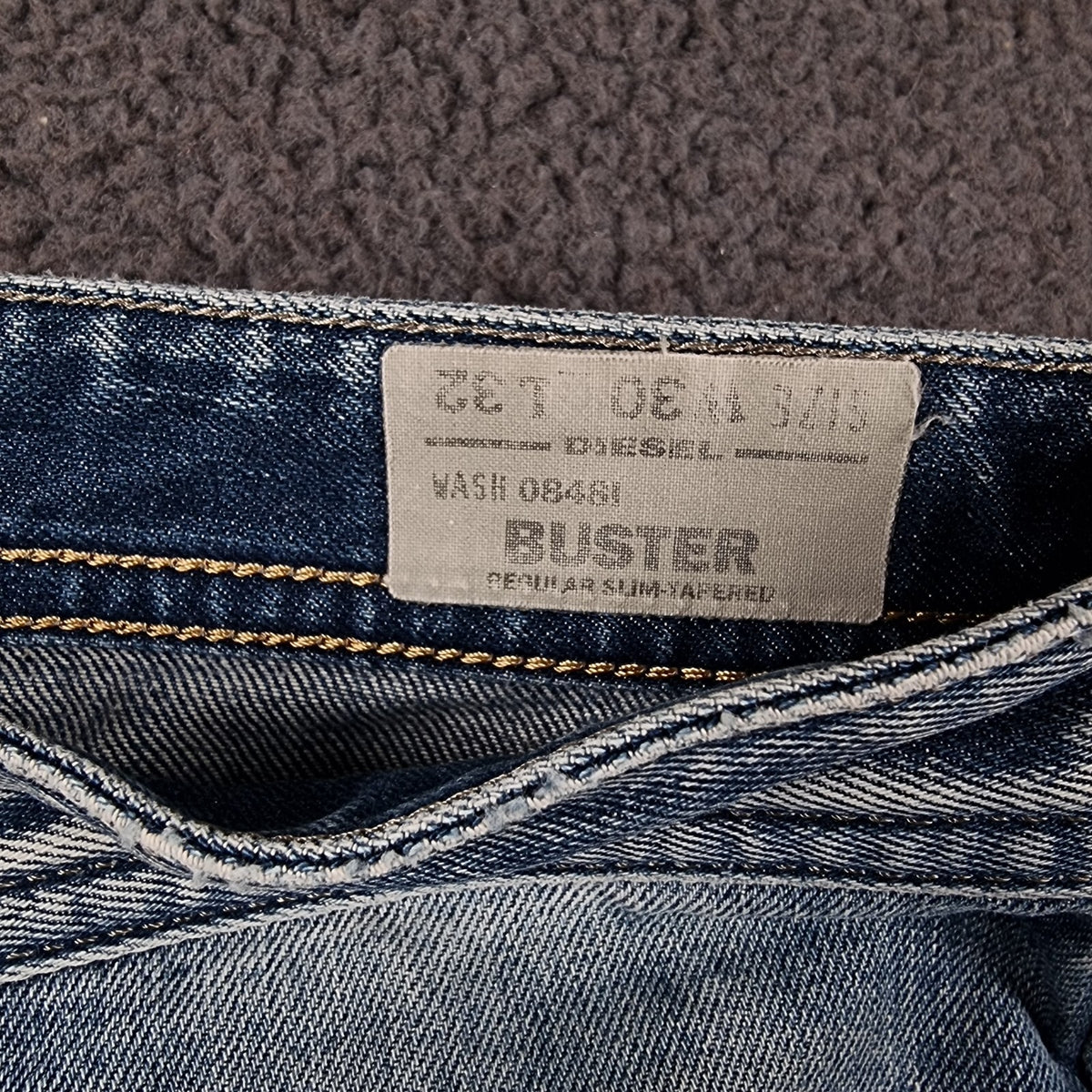DIESEL Buster Jeans Mens W30 L32 Blue Distressed Regular Slim Tapered Denim