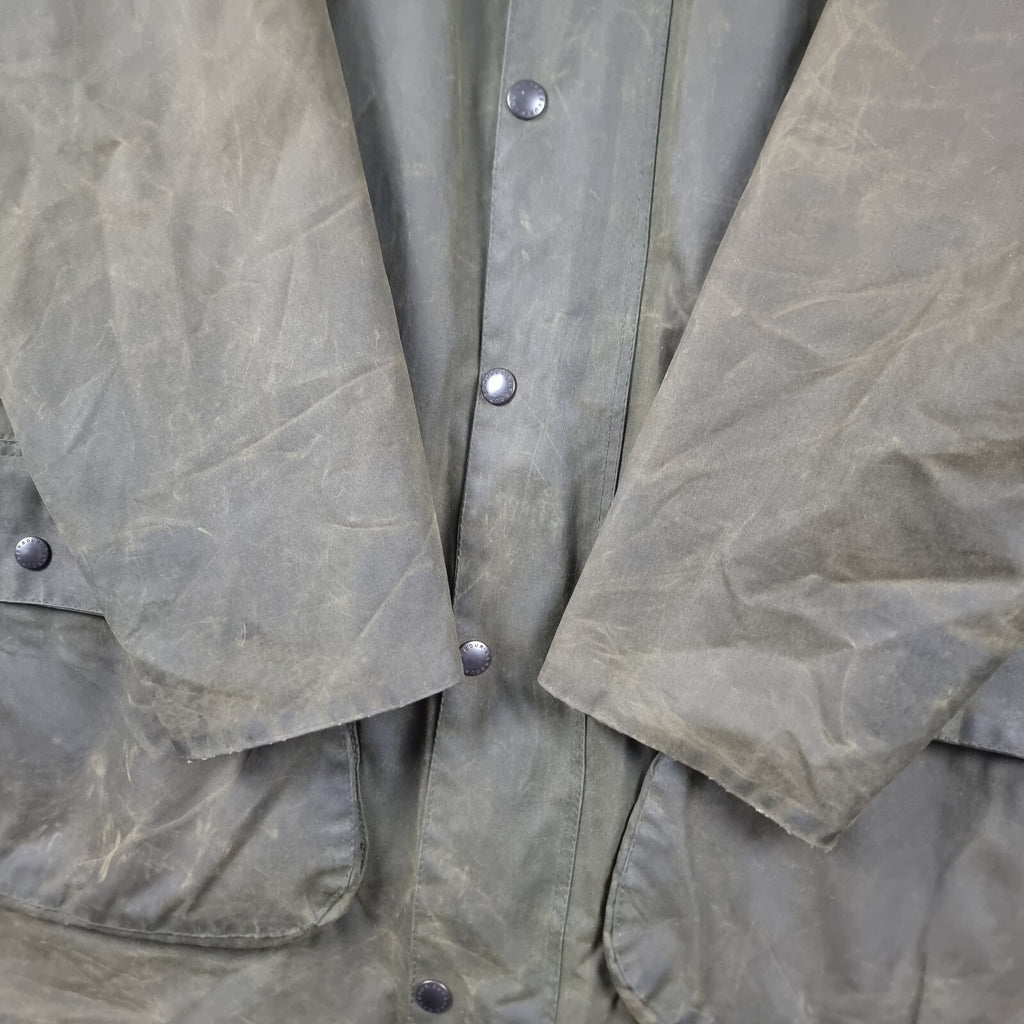 Vintage BARBOUR Northumbria Jacket Mens L C42 A400 Sage Wax Waxed Coat 80s 1987