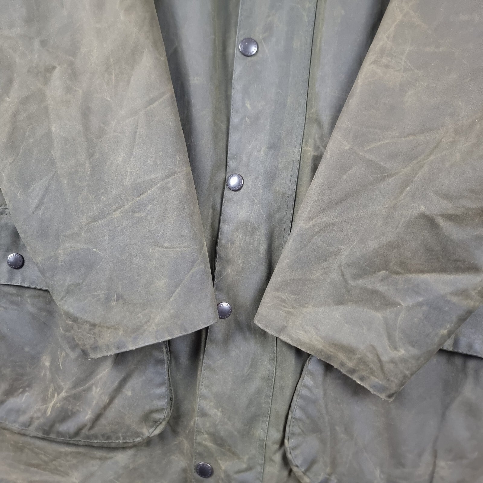 Vintage BARBOUR Northumbria Jacket Mens L C42 A400 Sage Wax Waxed Coat 80s 1987