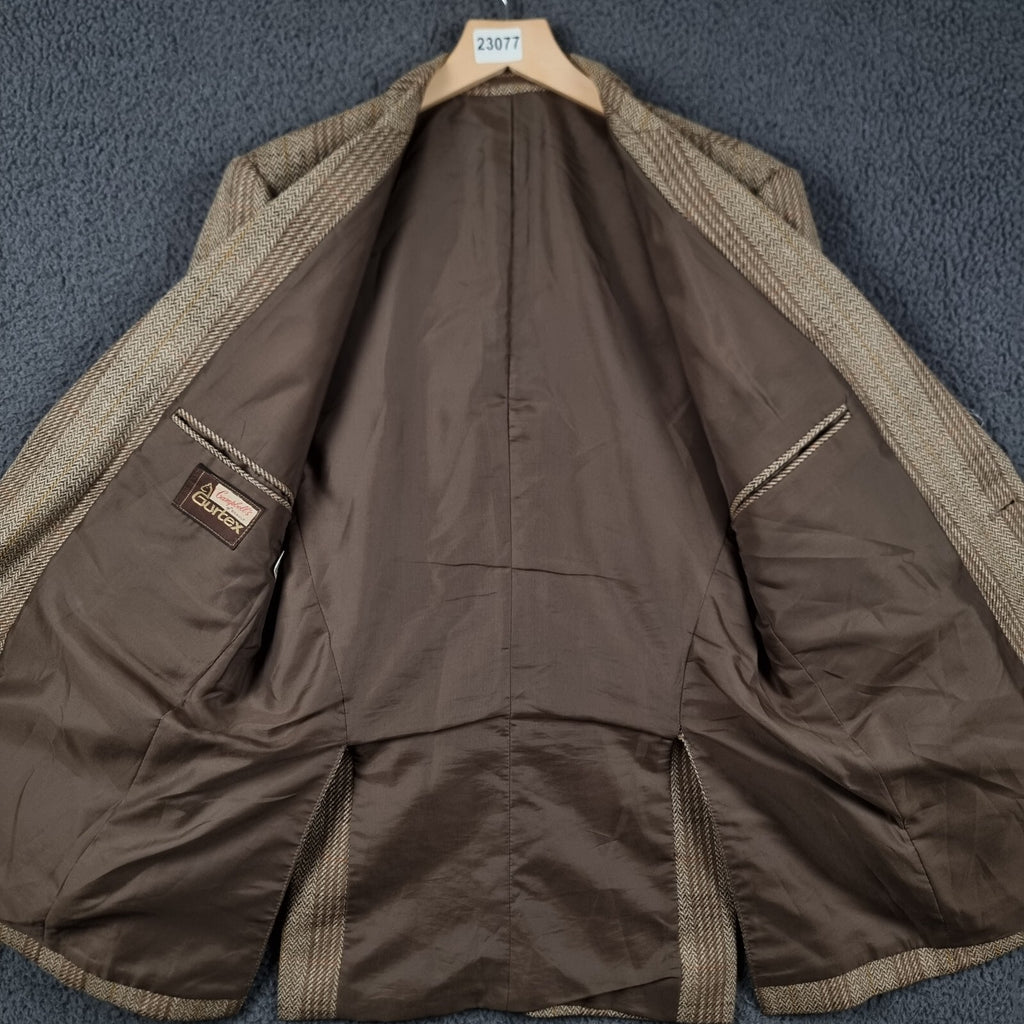 Vintage CAMPBELL'S OF BEAULY Jacket Mens 42 Brown Check Gurtex 100% Wool Tweed