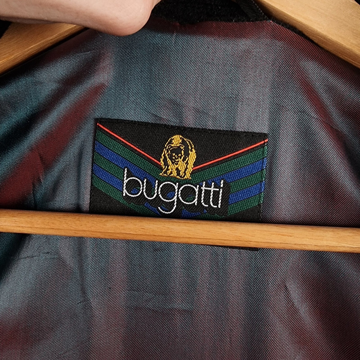 BUGATTI Coat Mens 2XL 27 Black Pischl Alpine Loden Wool Long Trench Overcoat