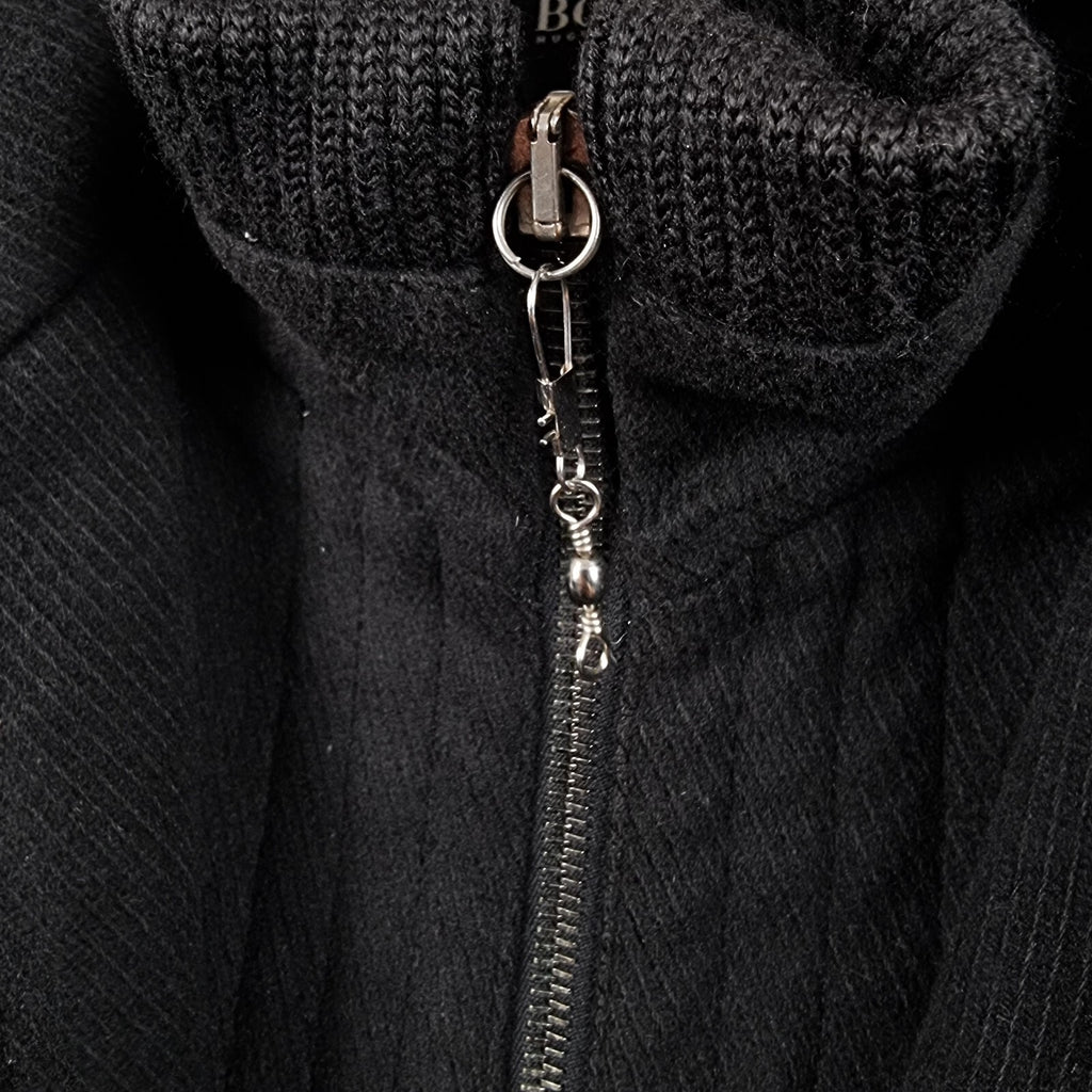 HUGO BOSS Jacket Mens 46R 2XL Black Cox Coat Overcoat Wool & Cashmere Blend