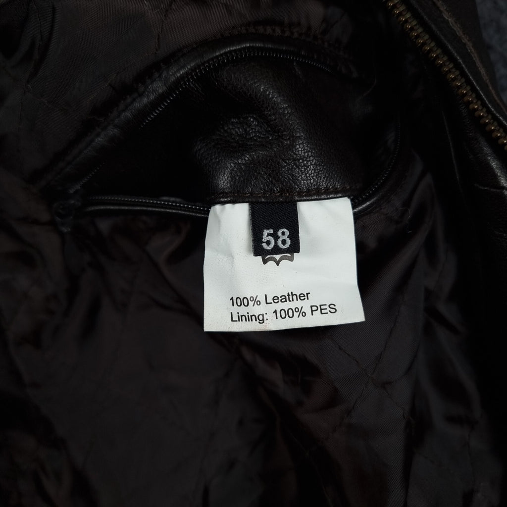 BUGATTI Leather Jacket Mens 2XL 48 Brown Nappa Soft Collared Coat Lined Full Zip