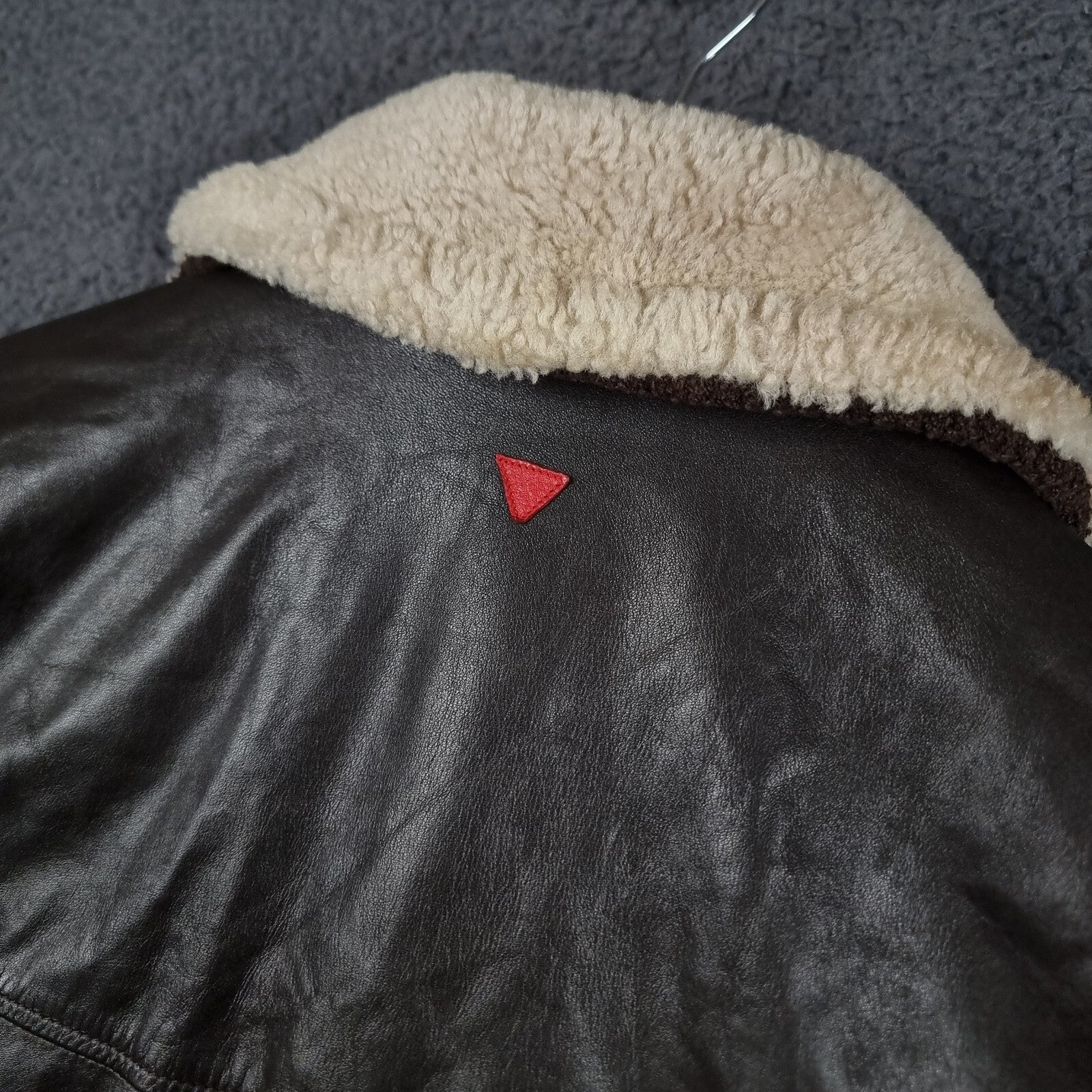 Vintage ICEBERG Leather Jacket Mens L Large 40 Brown Shearling Collar Wool Lined