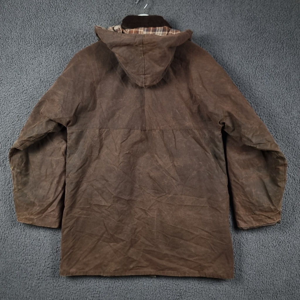Vintage HOGGS OF FIFE Jacket Mens M Medium Brown Wax Waxed Field Coat Hooded