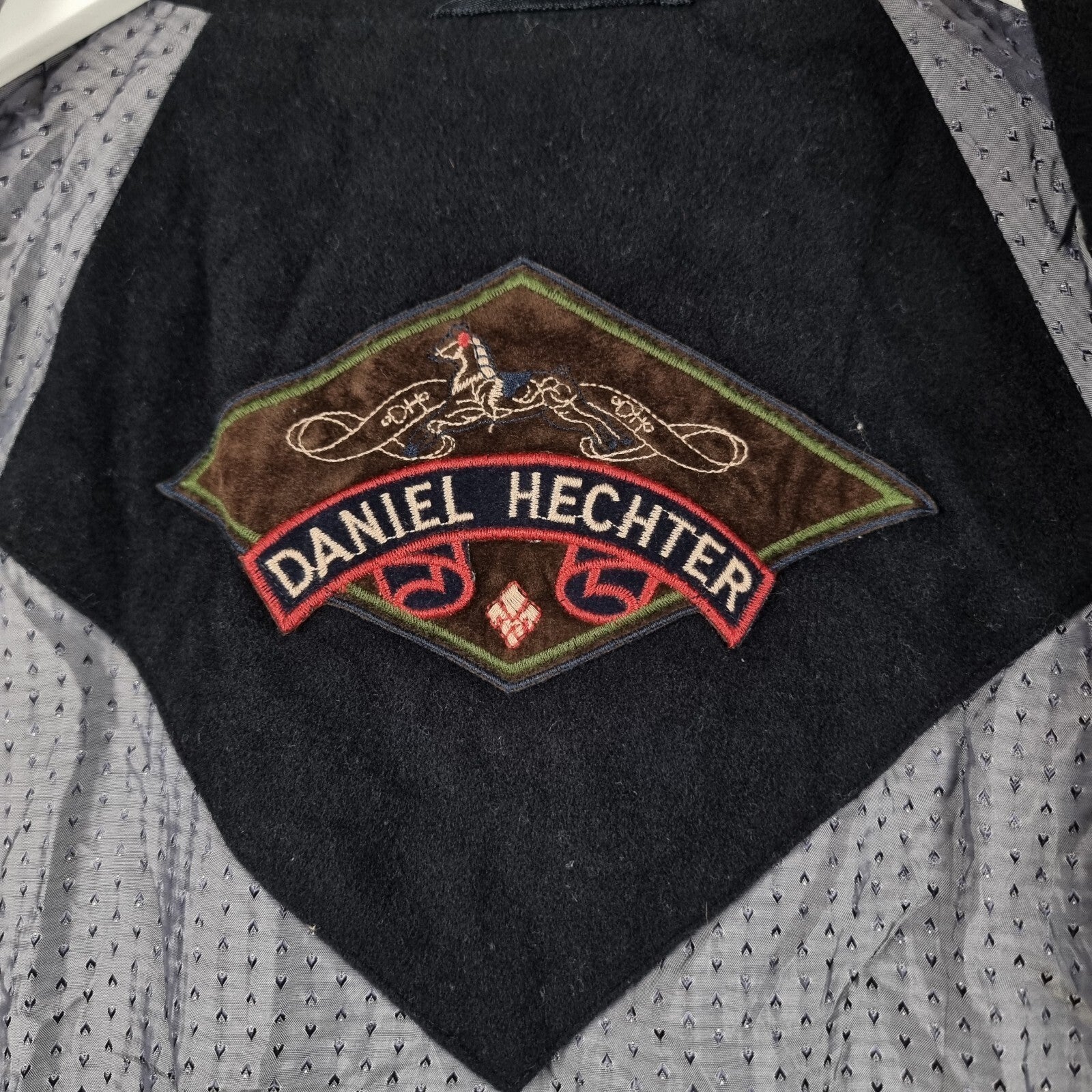 Vintage DANIEL HECHTER Coat Mens 2XL 50 Navy Blue Wool Cashmere Overcoat 80s 90s