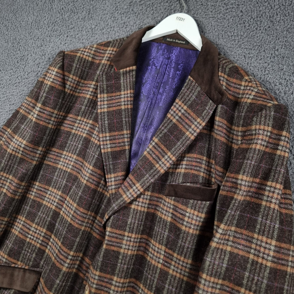 JOHNSTONS OF ELGIN Blazer Jacket Mens 56L 4XL Tweed 100% Wool Lambswool Bespoke