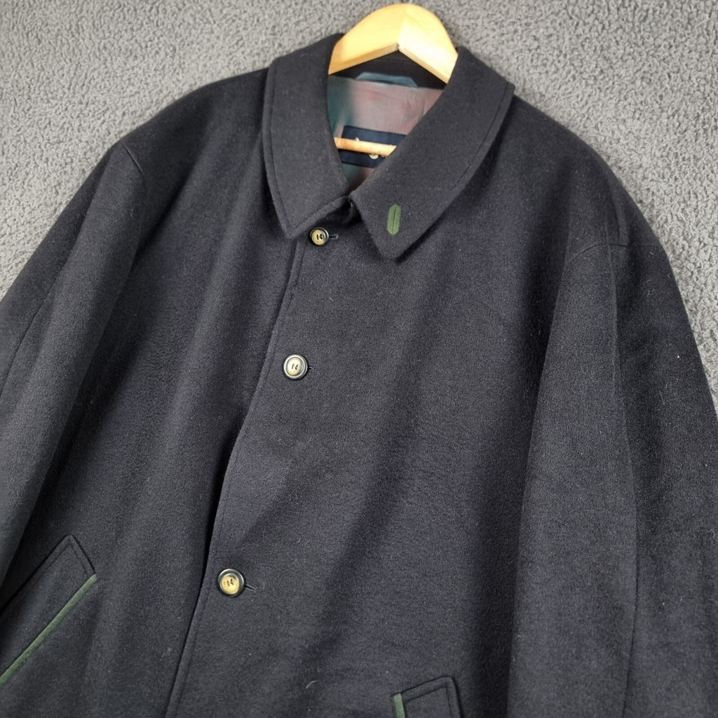 BUGATTI Coat Mens 2XL 56 Navy Blue Pischl Alpine Loden Wool Long Trench Overcoat