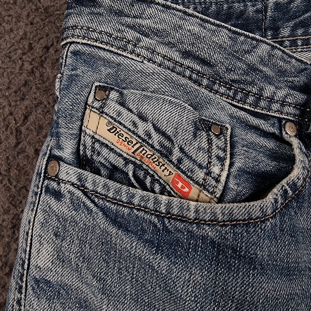 DIESEL Larkee Jeans Mens W34 L32 Blue Regular Straight Denim 100% Cotton