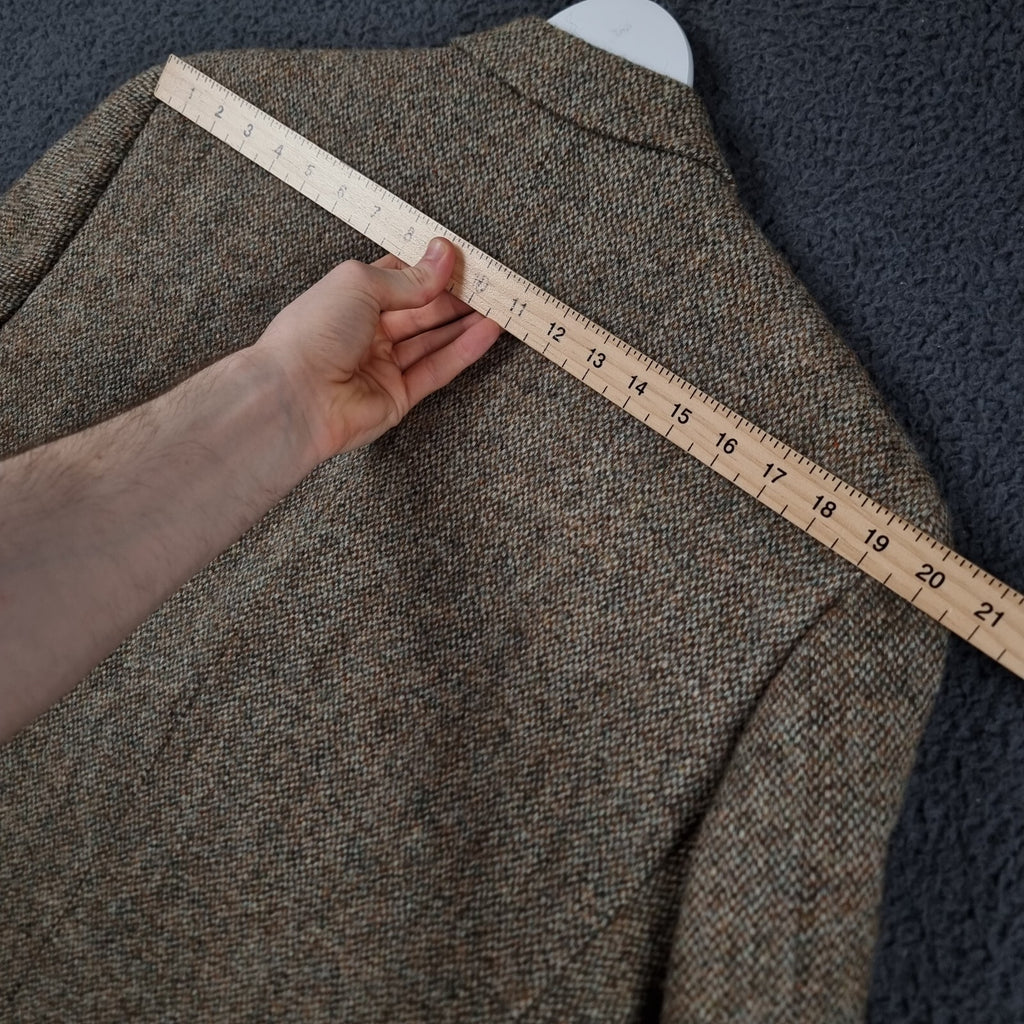 Brook Taverner Harris Tweed Blazer Jacket Mens 42S Brown 100% Wool Sport Coat