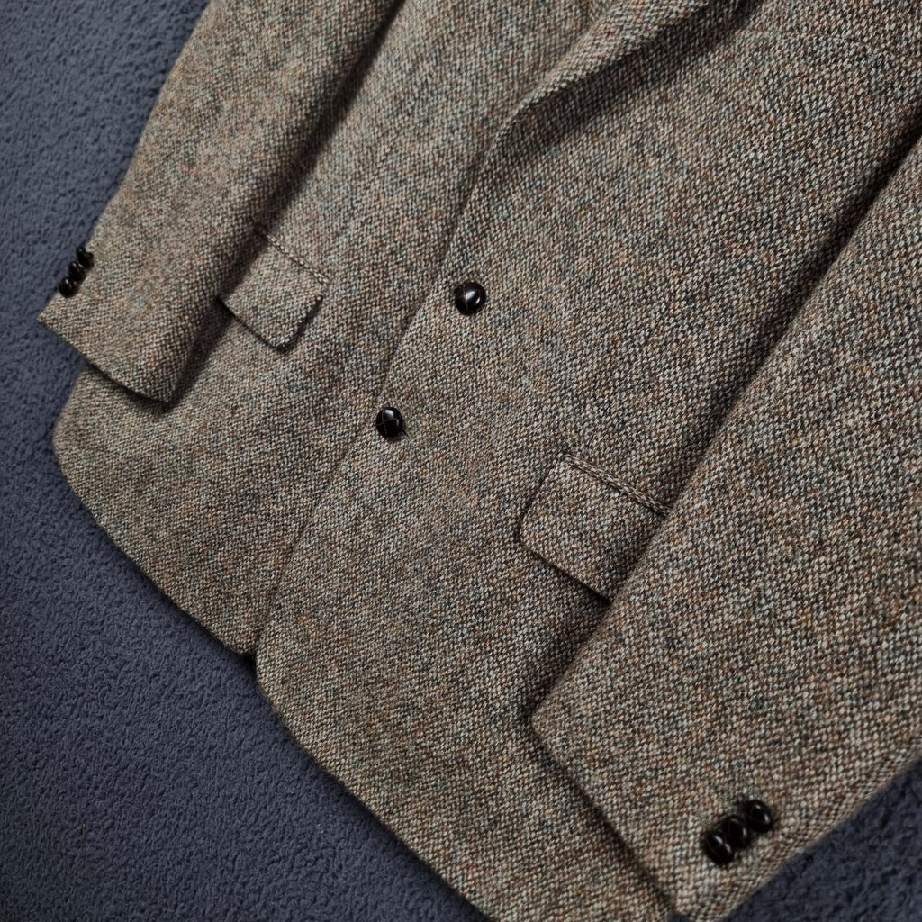 Brook Taverner Harris Tweed Blazer Jacket Mens 42S Brown 100% Wool Sport Coat