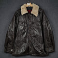 Vintage ICEBERG Leather Jacket Mens L Large 40 Brown Shearling Collar Wool Lined