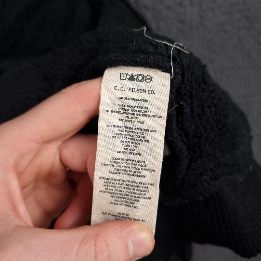 FILSON Jacket Mens L Large Black Sherpa Fleece Polartec Bomber Full Zip