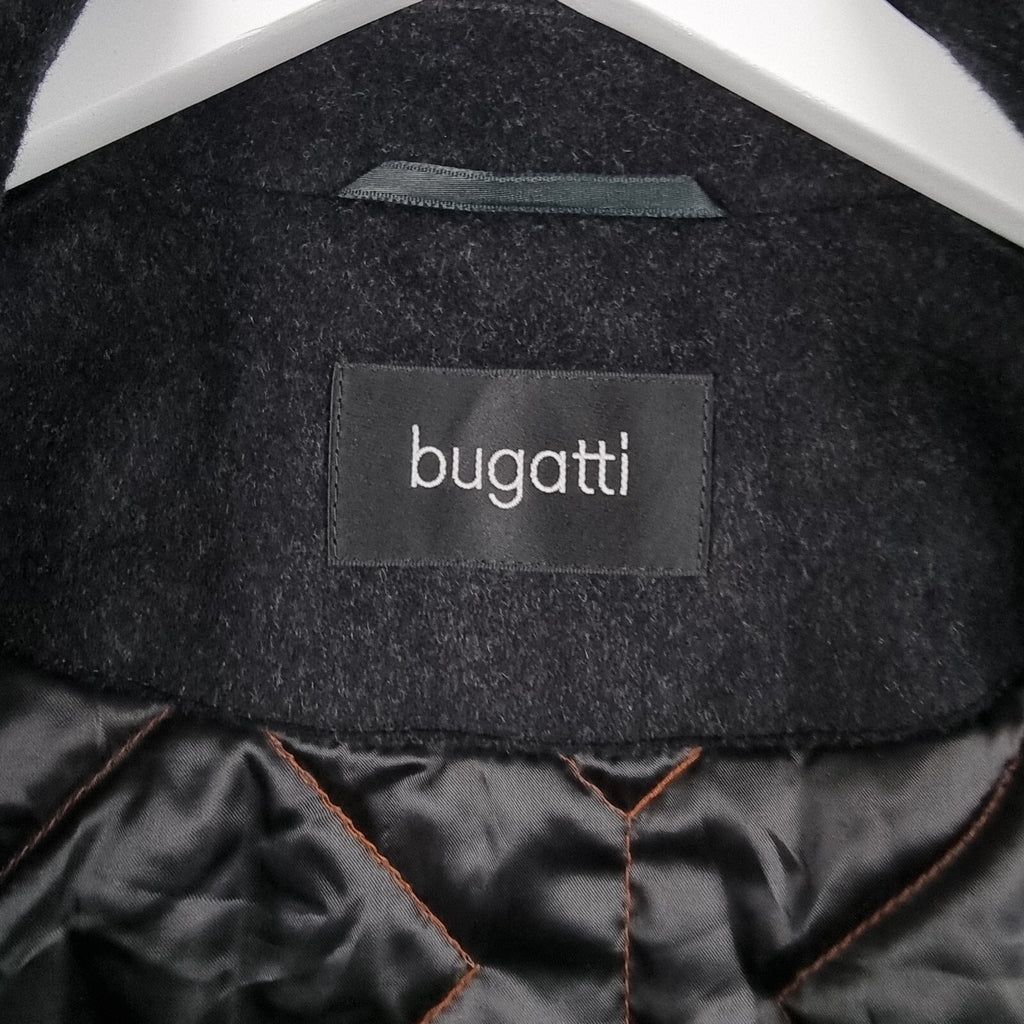 Bugatti Alpen Loden Coat Mens XL 52 Black Wool & Cashmere Long Overcoat Collared