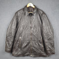 BUGATTI Leather Jacket Mens 2XL 48 Brown Nappa Soft Collared Coat Lined Full Zip