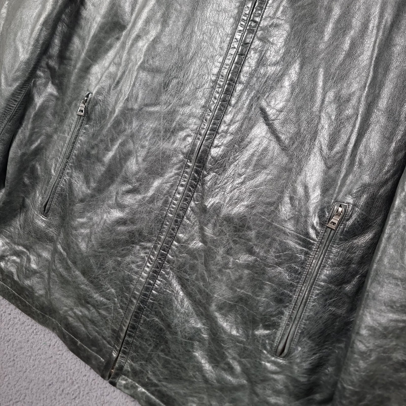 Vintage HUGO BOSS Leather Jacket Mens M Medium 38 Black Calfskin Nappa Soft 90s