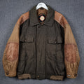 Vintage CAMEL COLLECTION Jacket Mens 3XL Tweed Wool & Leather Field Coat 80s