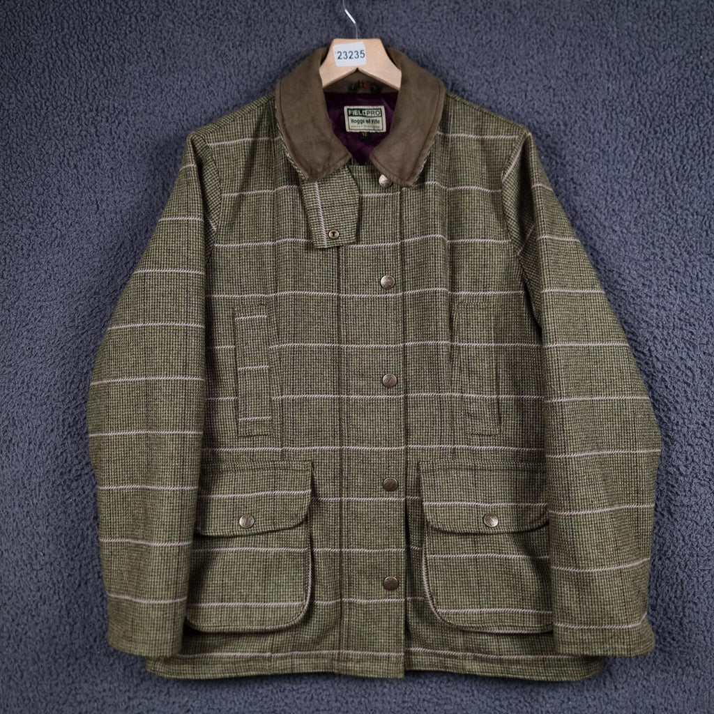 Hoggs Of Fife Field Pro Jacket Women UK 12 Green Check Wool Shooting Derby Tweed