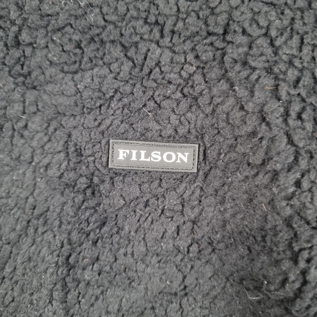 FILSON Jacket Mens L Large Black Sherpa Fleece Polartec Bomber Full Zip