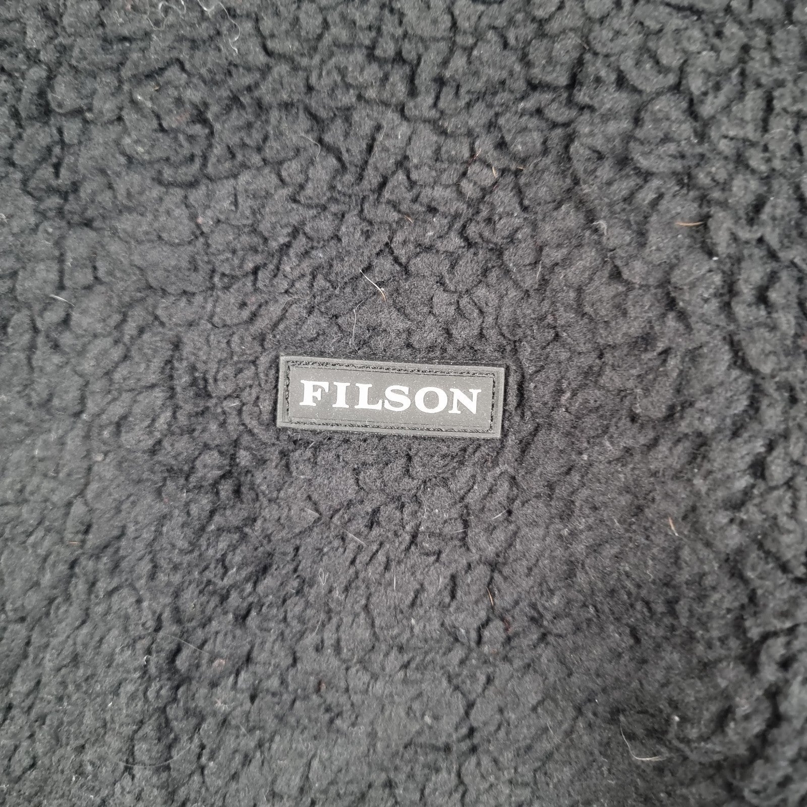 FILSON Jacket Mens L Large Black Sherpa Fleece Polartec Bomber Full Zip