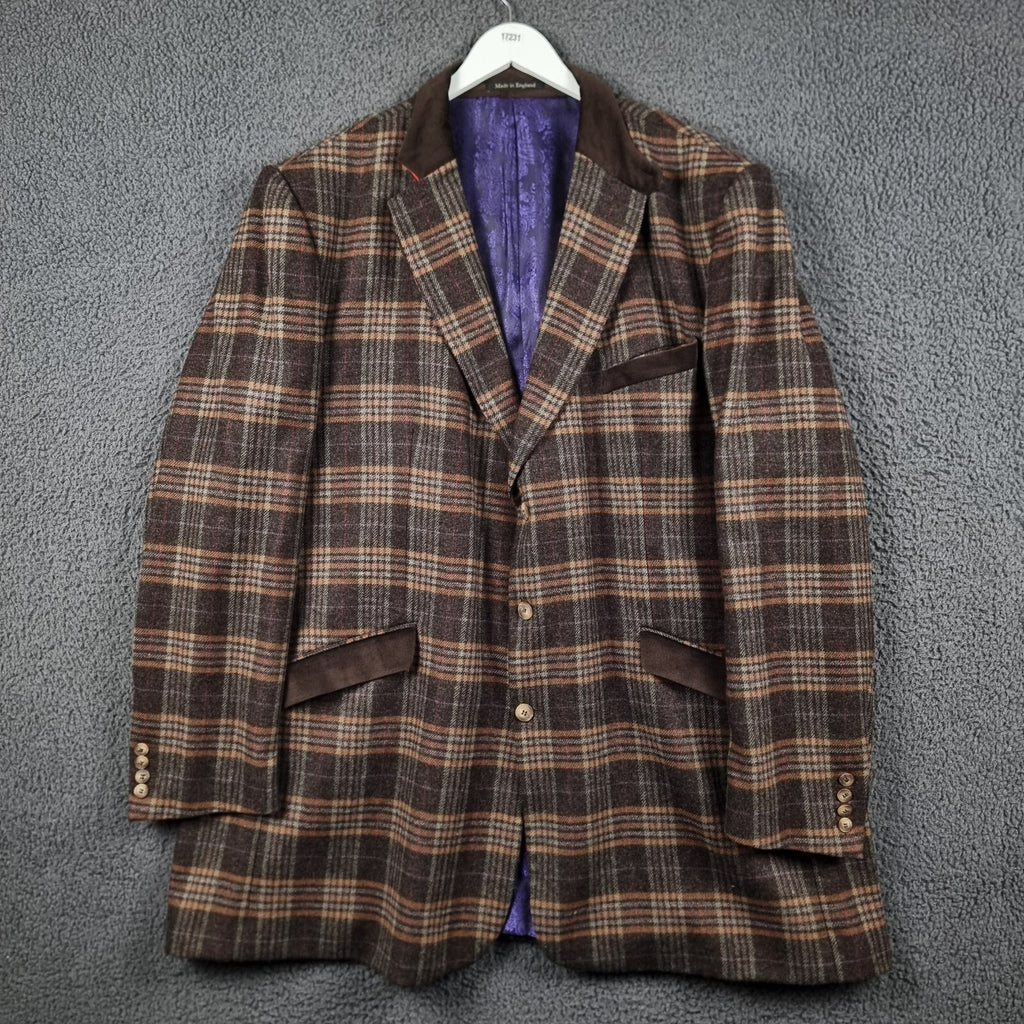 JOHNSTONS OF ELGIN Blazer Jacket Mens 56L 4XL Tweed 100% Wool Lambswool Bespoke