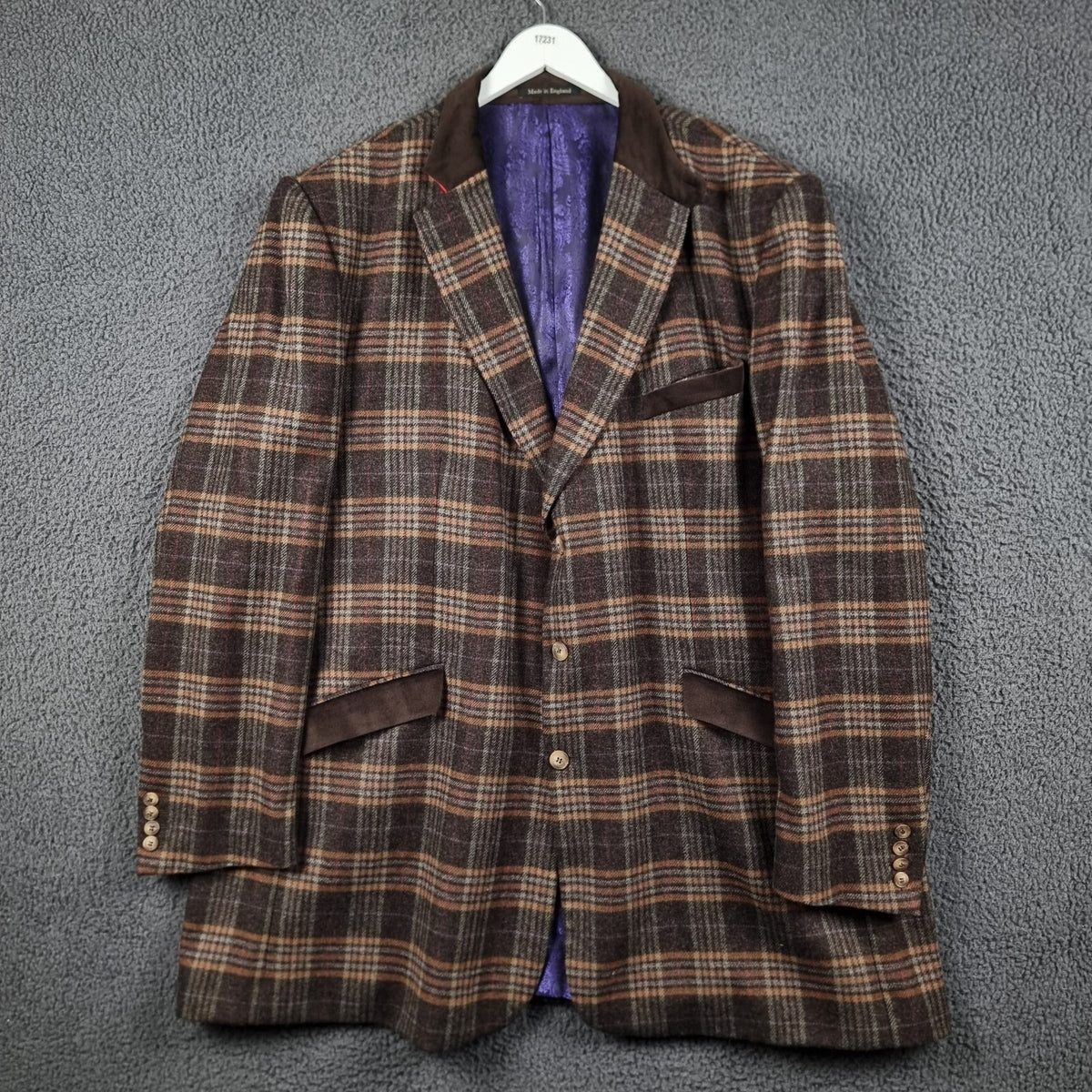 JOHNSTONS OF ELGIN Blazer Jacket Mens 56L 4XL Tweed 100% Wool Lambswool Bespoke