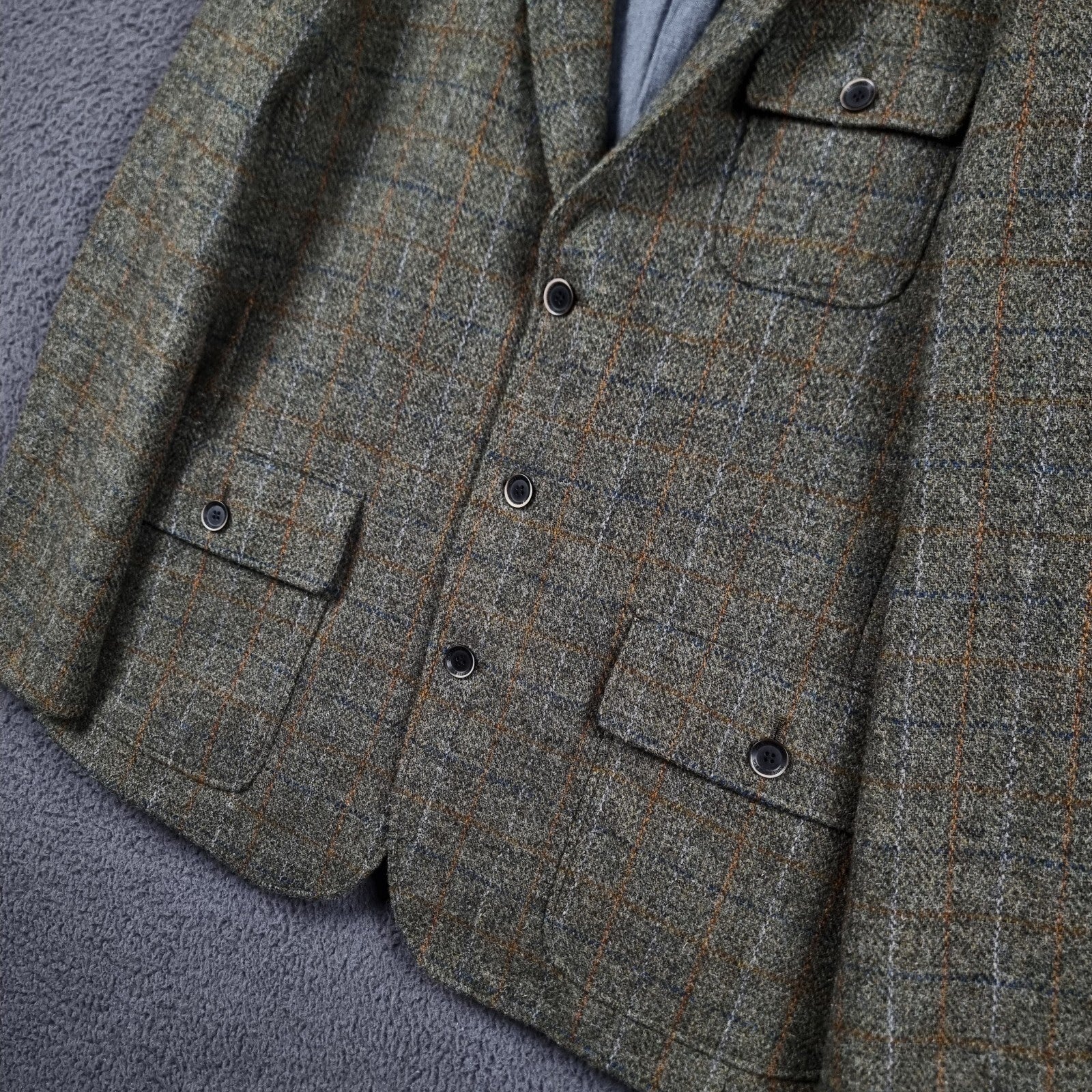 JOHN LEWIS HARRIS TWEED Jacket Mens 2XL Green Check Hunting Norfolk Blazer Wool