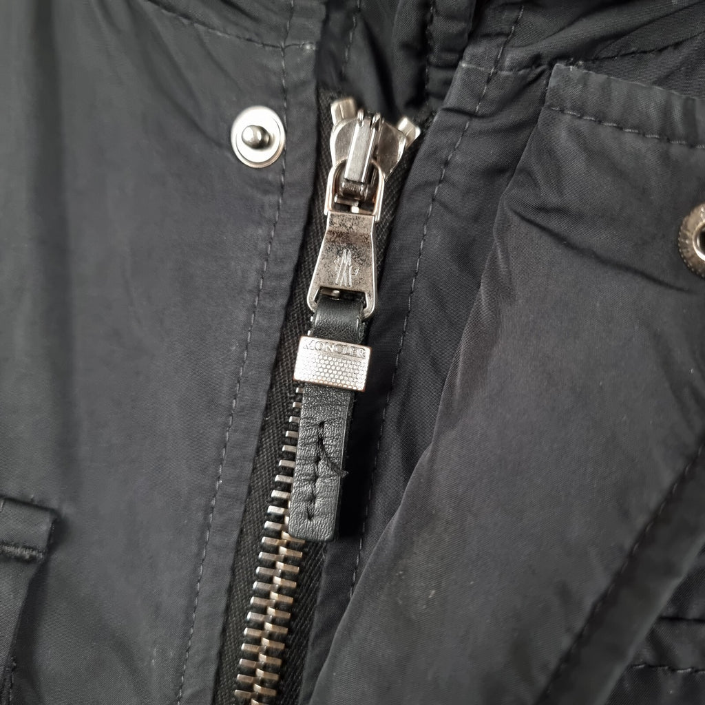 MONCLER Jacket Mens L Large Size 3 Black GLASTONE Down M65 Military Field Coat